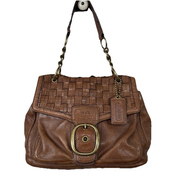 Coach Bleecker Thompson Brown Woven Leather Limited Edition Purse Handbag Tote - Picture 1 of 15